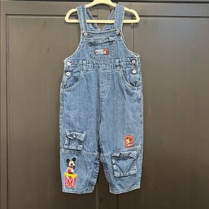 Disney Blue Denim Overalls with Mickey Patch